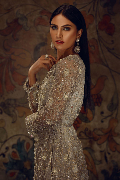 Embriodered-Silver Grey