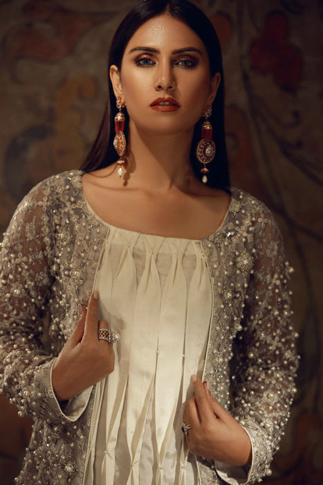 Embroidered Grey Wrap