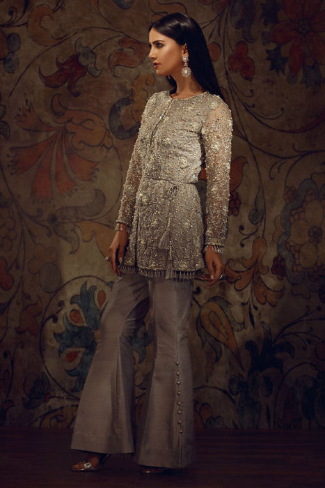 Embroidered Silver Grey