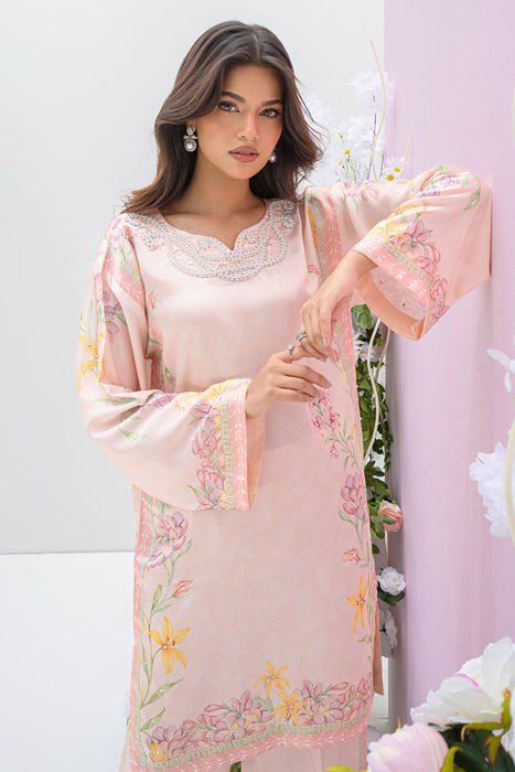 Peach Blossoms - Shirt and Dupatta